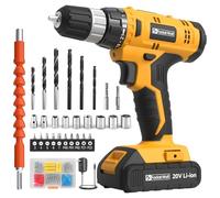 FADAKWALT 20V Cordless Drill Set ，Powerful Drill bit Sets,Torque 30N,21+1 Torque Setting,3/8” inch Keyless Chuck, 40pcs,Electric Drill with 2.0AH Li-Ion Battery and LED Light.