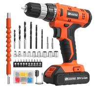 FADAKWALT 20V Cordless Drill Set ，Powerful Drill bit Sets,Torque 30N,21+1 Torque Setting,3/8” inch Keyless Chuck, 40pcs,Electric Drill with 2.0AH Li-Ion Battery and LED Light.