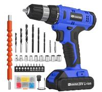 FADAKWALT 20V Cordless Drill Set ，Powerful Drill bit Sets,Torque 30N,21+1 Torque Setting,3/8” inch Keyless Chuck, 40pcs,Electric Drill with 2.0AH Li-Ion Battery and LED Light.