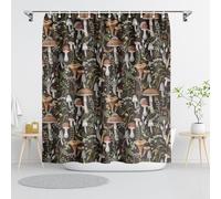 FADALO Boho Mushroom Print Shower Curtain,Brown/Black/Green Shower Curtain Sets for Bathroom with 12 Hooks,Vintage Decorative Curtain for Women Girls Waterproof Bathroom Curtain,72 x 72 Inch