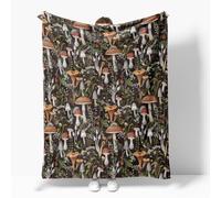 FADALO Boho Mushroom Print Soft Flannel Lightweight Blanket - Brown/Black/Green Vintage Throw for Living Room Sofa Decor - Gifts for Women Girls All Seasons 50x60 Inch