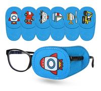 Fadbuds 6 Pieces Eye Cover for Glasses, Blue Reusable Eye Cover for Amblyopia Strabismus Improve Orthoptic Vision, Car Eye Covers for Glasses to Cover the Left Eye