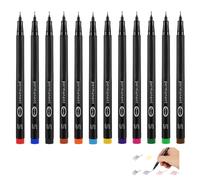 Fadbudss 12 PCS Fineliner Pens, Micro Fine Point Pen Set Quick Drying Waterproof Fine Felt Tip Pens, 0.5mm Coloured Pens for Writing Drawing Sketching Journaling Artist Illustrating Office Documents