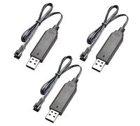 Fadbudss 3Pcs Drone USB Charger Cable, 3.7V 500mA LiPo Battery Power Supply Charging Cord with SM-2P Connector Plug LED Indicator Portable Wire Smart Charger Cable Compatible RC Car Drone