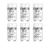 Fadbudss 6 Pcs Watt Fluorescent Light Starter, Fluorescent Tube Strip Light Starter Unit, Energy Efficient Starter for Strip Lamps (4-80W)