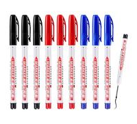 Fadbudss 9 Pcs Deep Hole Marker, 30mm Extra Long Nib Fine Tip Pens Permanent Ink Waterproof Long Reach Quick Drying Marker Spray Pen Tool for Carpenters Builders Construction Drilling