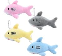 Fadcaer 4 Pcs Mini Plush Sharks Keyring,Tiny Shark Plush Keychains Soft Mini Animal Plushs Pendant for Adult Backpack Decoration Christmas Party Gift