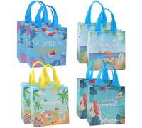 Fadcaer 8 Pack Hawaiian Aloha Tote Bag with Handle,Aloha Party Non-Woven Gift Tote Bags,Reusable Gift Bag Grocery Bag for Kids,Waterproof Shopping Bag for Aloha Party,Holiday,Summer,Beach,Wedding