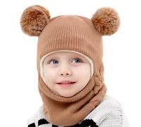 Fadcaer Baby Winter Hat,Winter Hats for Kids Winter Warm Hat Hooded Scarf Set Windproof Beanie Cap,Toddler Winter Hat Pom Pom Hats for Babies 1-3 Boys Girls Christmas Birthday Gifts