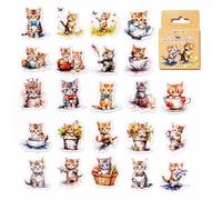 Fadcaer Cat Aesthetic Stickers 46 Pieces Cute Realistic Cats Self Adhesive Stickers Kitten Decorative Washi Decals for Notebook Album Laptop Journal Card Making