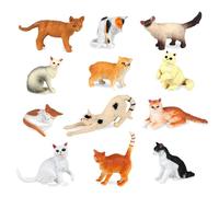 Fadcaer Cat Figures,12 Pcs Mini Cat Animal Figures Realistic Cat Figurines,Cat Cake Toppers Set for Adult Cat Lover Home Car Decoration Christmas Birthday Gifts