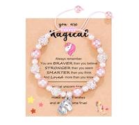 Fadcaer Girls Bracelets - Adjustable Pink Pearl Unicorn Charm Bracelet for Girls & Kids