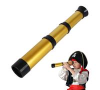 Fadcaer Pirate Monocular Telescope Toy, Children Telescope Toy Retractable Telescope Toy Kids Handheld Telescope Portable Spyglass Toy Kids Educational Science Toys for Boys Girls (Golden)