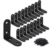 FADDA 24 Packs Corner Brace 90 Degree Angle L Shaped Shelf Bracket, Joint Bracket Fastener, L Bracket for Wood, Shelves, Furniture, Cabinet and More, Black (Large)