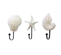 FADDR Sea Shell Wall Hooks, 3 Pieces Resin Shell Coat Hooks, Sea Beach Ocean Under The Theme Towel Hat Clothes Hanger Wall Decorative Storage Hooks for Hanging Clothes/Scarves/Jewellery