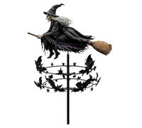 Fade Resistant Metal Windmill Tall Witch Bat Rust Resistant Garden Spinner
