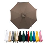 Fade Resistant Parasol Replacement Canopy for 6/8 Ribs, 2m 2.7m 3.0m 4m Garden Umbrella Cover, Waterproof UV30+ Patio Market Parasol Top (Fits Rib Length 112cm/148cm)(Khaki,(6Rib)300cm)