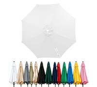 Fade Resistant Parasol Replacement Canopy for 6/8 Ribs, 2m 2.7m 3.0m 4m Garden Umbrella Cover, Waterproof UV30+ Patio Market Parasol Top (Fits Rib Length 112cm/148cm)(White,(8Rib)270cm)