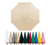 Fade Resistant Parasol Replacement Canopy for 6/8 Ribs, 2m 2.7m 3.0m 4m Garden Umbrella Cover, Waterproof UV30+ Patio Market Parasol Top (Fits Rib Length 112cm/148cm)(Beige,(8Rib)270cm)