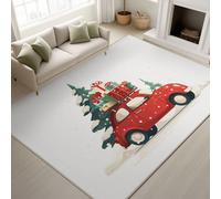 Fade Resistant Printed Rugs Modernist Minimalist Durable Rugs Festive Holiday Rug Modernist Christmas Tree Retro Car Non-Slip 40 x 60 cm for Entrance