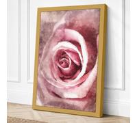 Faded Rose in Grey Botanical Canvas Wall Art Print 36x24 Inch
