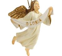FADEDA Angel Flying with Gloria Banner/Height: 6 cm/Hand-Painted/Detailed Nativity Scene Figures - Christmas Table Decoration Nativity Accessories