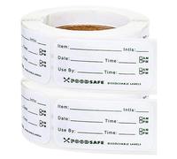 Faderr 2 Rolls Dissolvable Food Label Rolls Easy Peel Off Frozen Food Labels Stickers No Sticky Residue for Refrigerator, Freezer, Jars Food Storage Labels, 600pcs(White)