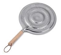 Faderr Gas hob Heat Diffuser, 24cm Heat Diffuser Simmer Ring Plate with Wooden Handle, Induction Adapter Plate for Gas Stove Glass Cooktop Converter(silver)