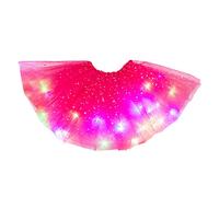 Faderr Girls Tutu Skirt with LED Lights Children Skirt Classic Kids Tulle Tutu Skirt for Birthday Party Holiday Party Dress Up Costume (Rose Red)