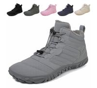 Fadezar Barefoot Boots Men Women Waterproof Snow Walking Boot Warm Fur Lining Barefoot Shoes Anti-slip Hiking Boots 1698 Gray UK 4 (Label Size 37)