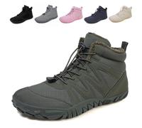 Fadezar Barefoot Boots Men Women Waterproof Snow Walking Boot Warm Fur Lining Barefoot Shoes Anti-slip Hiking Boots 1699 Dark Green UK 5 (Label Size 38)