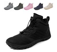 Fadezar Barefoot Boots Men Women Waterproof Snow Walking Boot Warm Fur Lining Barefoot Shoes Anti-slip Hiking Boots 1698 Black UK 10 (Label Size 44)