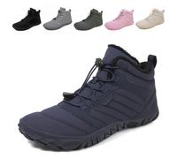 Fadezar Barefoot Boots Men Women Waterproof Snow Walking Boot Warm Fur Lining Barefoot Shoes Anti-slip Hiking Boots 1698 Dark Blue UK 7 (Label Size 41)
