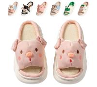 Fadezar Cow Bunny Frog Slippers Women Mens Cloud Sliders, Open Toe Cute Animal Slippers for Women Thick Sole Pillow Slides Pig Pink UK 3-3.5 (Label Size 36-37)