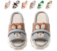 Fadezar Cow Bunny Frog Slippers Women Mens Cloud Sliders, Open Toe Cute Animal Slippers for Women Thick Sole Pillow Slides Bunny Gray UK 9-9.5 (Label Size 44-45)