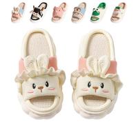 Fadezar Cow Bunny Frog Slippers Women Mens Cloud Sliders, Open Toe Cute Animal Slippers for Women Thick Sole Pillow Slides Bunny White UK 5.5-6 (Label Size 40-41)