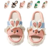 Fadezar Cow Bunny Frog Slippers Women Mens Cloud Sliders, Open Toe Cute Animal Slippers for Women Thick Sole Pillow Slides Bunny Pink UK 5.5-6 (Label Size 40-41)