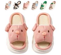 Fadezar Cow Bunny Frog Slippers Women Mens Cloud Sliders, Open Toe Cute Animal Slippers for Women Thick Sole Pillow Slides Pig D Pink UK 3-3.5 (Label Size 36-37)