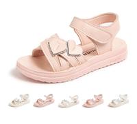 Fadezar Girls Sandals Open Toe Butterfly Heart Outdoor Sandals with Hook and Loop for Toddler Little Big Girls Pink-Heart 12 UK LittLe Kid (CN 32)