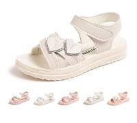 Fadezar Girls Sandals Open Toe Butterfly Heart Outdoor Sandals with Hook and Loop for Toddler Little Big Girls White-Heart 12 UK LittLe Kid (CN 32)