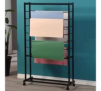 Fadiadem Ribbon Organizer Gift Wrapping Paper Holder Stand Bracket, Craft Room Metal Ribbon Storage Cart with Wheels, Scarf Rack Crafts Items Display Stand Towel Rack, Sewing Stand Organizer