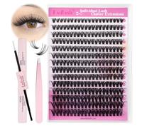 FADLASH 1 Kit 0.07mm D Curl 8-16mm 40D with Bond and Seal and Tweezers Natural Light Fluffy Cluster Lashes DIY Individual Cluster Eyelash Extensions DIY Lash Extensions at Home
