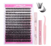 FADLASH 100D 0.07mm D Curl 8-16mm with Bond and Seal, Remover and Tweezers Fluffy Wispy Cluster Lashes DIY Eyelash Extensions