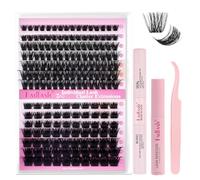 FADLASH 100D+200D 0.07mm D Curl 8-16mm with Bond and Seal, Remover and Tweezers Fluffy Wispy Cluster Lashes DIY Eyelash Extensions