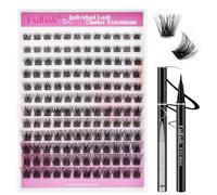 FADLASH 120pcs 0.07mm D Curl 8-16mm 40D with Black Eyeliner Wispy Mixed Trays Customizable DIY Eyelash Extensions for Beginners