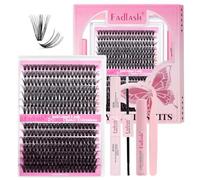 FADLASH 40D+50D 0.07mm D Curl 12-18mm with Bond and Seal, Remover and Tweezers Fluffy Wispy Cluster Lashes DIY Eyelash Extensions