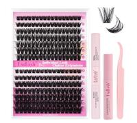 FADLASH 80D+100D 0.07mm D Curl 8-16mm with Bond and Seal, Remover and Tweezers Fluffy Wispy Cluster Lashes DIY Eyelash Extensions