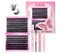 Fadlash Diy Lash Extension Kit 0.07 D Curl Mix12-18mm 80D+100D Fluffy Wispy Individual Lashes Cluster Lashes With Bond And Seal Lash Kit Eyelash Extension Remover And Tweezers
