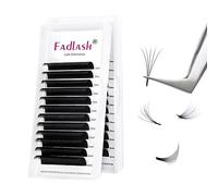 Fadlash Easy Fan Lashes D Curl 0.07 13-16mm Mixed Length Russian Lashes Natural Look Self Fanning Eye Lashes Automatic Blooming Russian Eyelashes Extensions(0.07-D-1316)