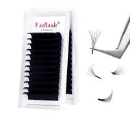 Fadlash Easy Fan Lashes D Curl 0.07 18mm Single Lashes Russian Lashes Natural Look Self Fanning Eye Lashes Automatic Blooming Russian Eyelashes Extensions(0.07-D-18)